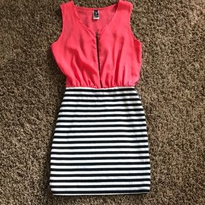 Coral striped dress